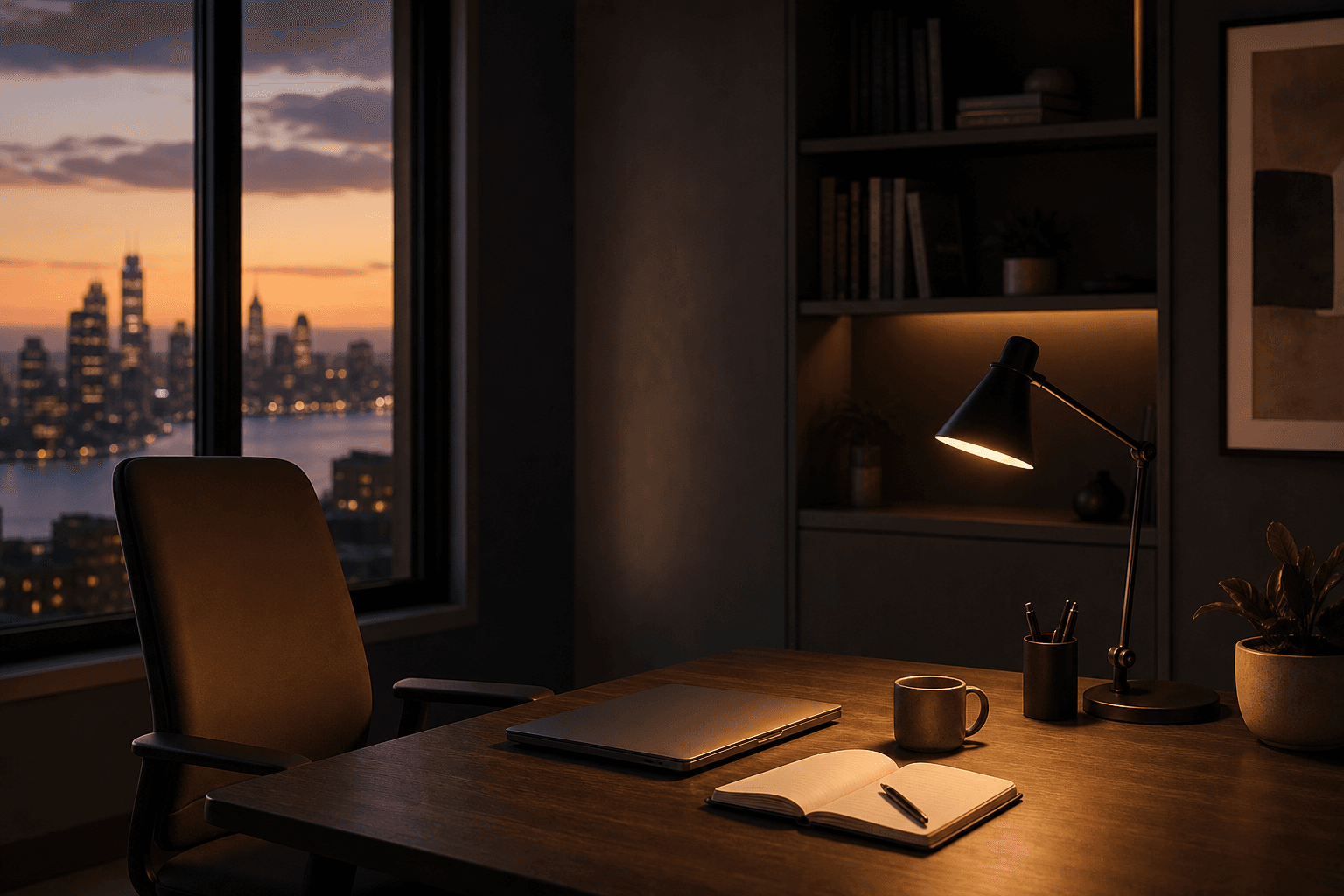 A calm study desk after a completed online lesson