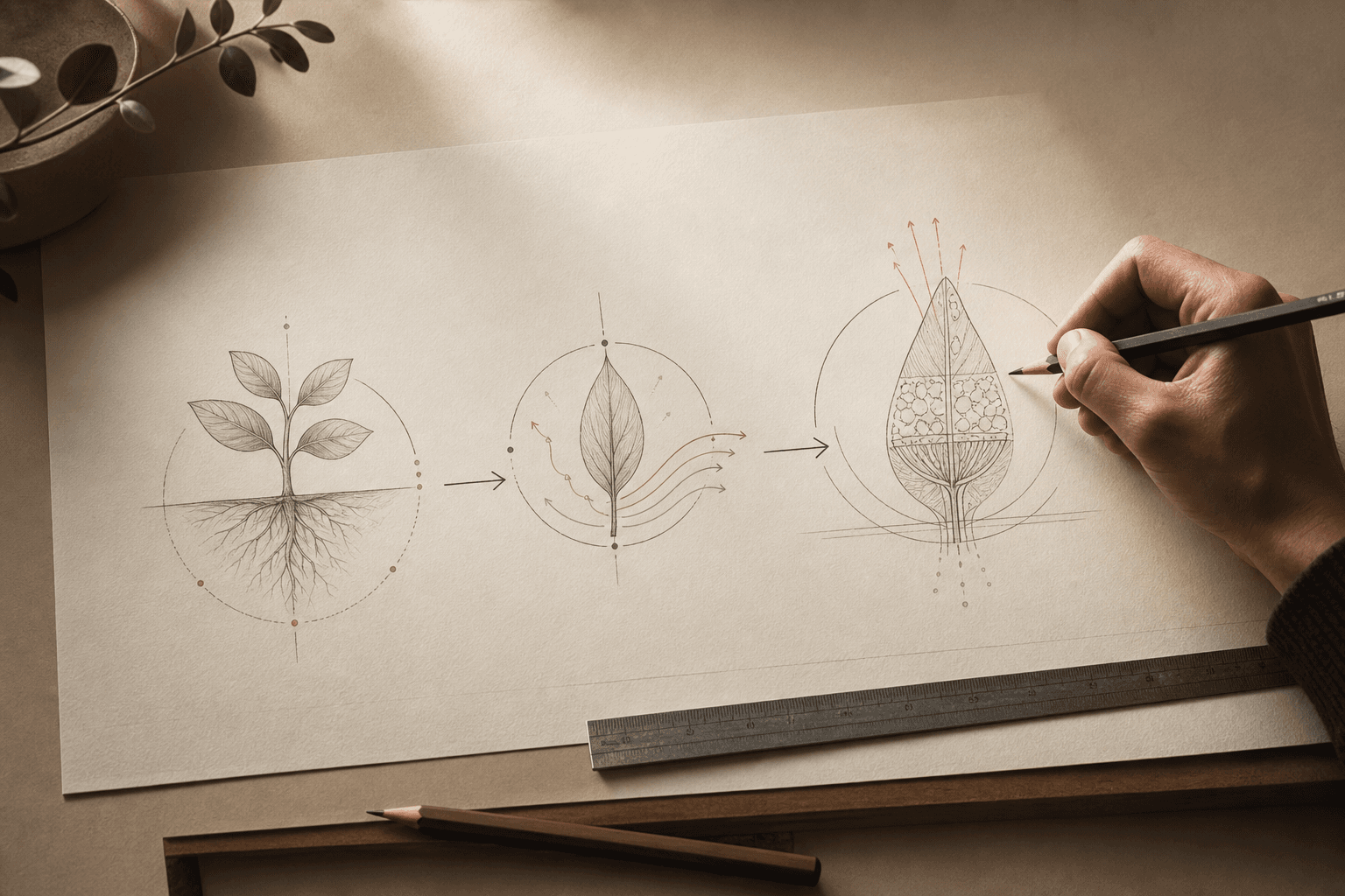 Hand-drawn biology diagram used for concept teaching